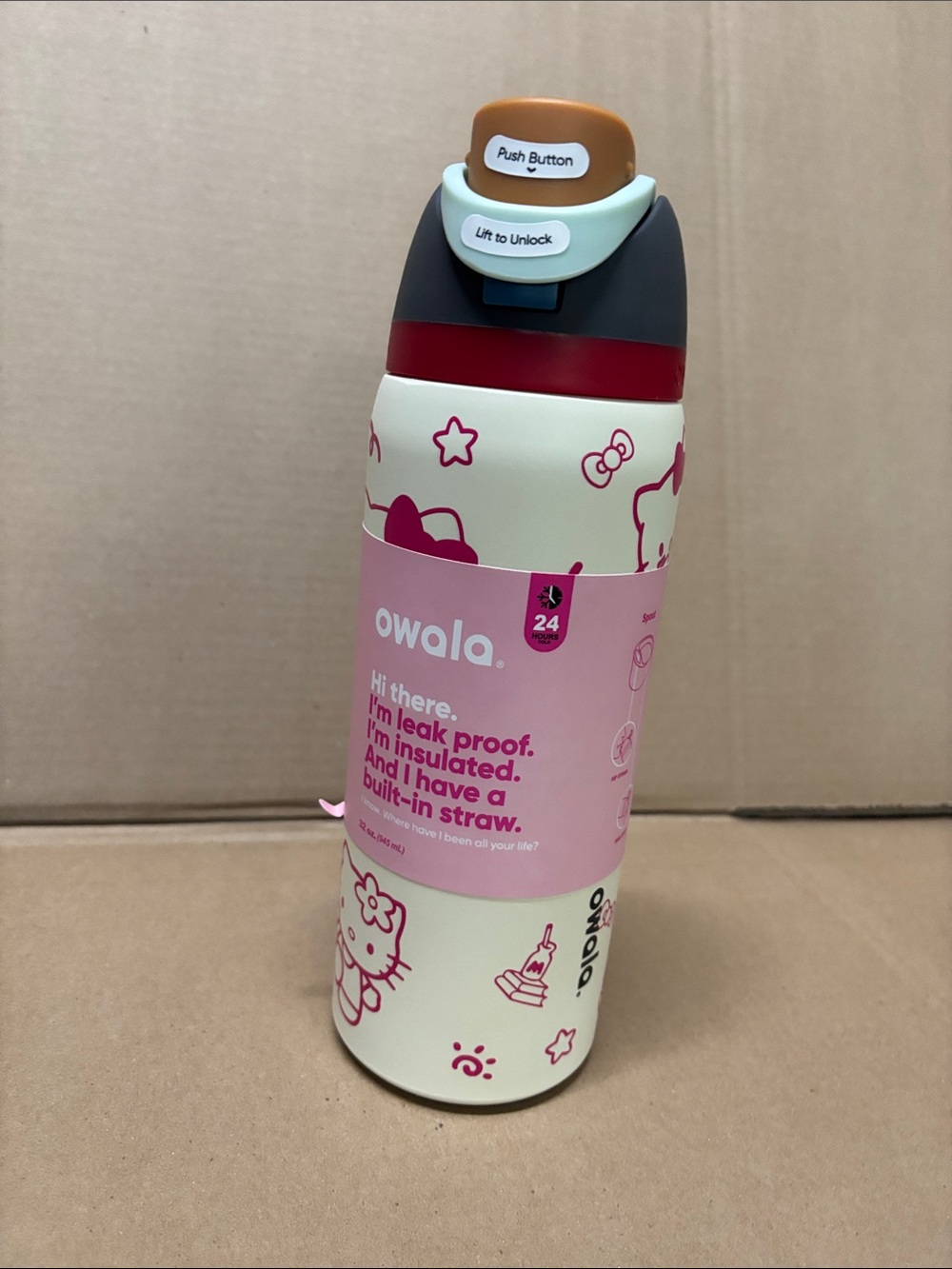 Owala Hello Kitty Insulated Straw Bottle - Cream & Pink